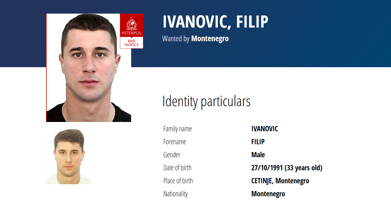 Interpol raspisao potjernicu za Filipom Ivanovićem