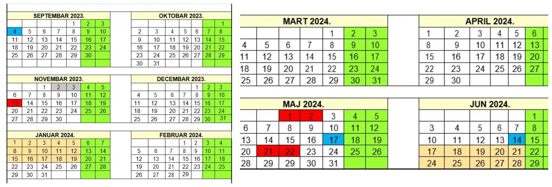 Školski kalendar: Nastava počinje u ponedjeljak, a završava se 14. juna 2024.