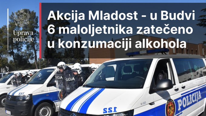 Akcija “Mladost” u Budvi: Šest maloljetnika zatečeno u konzumaciji alkohola