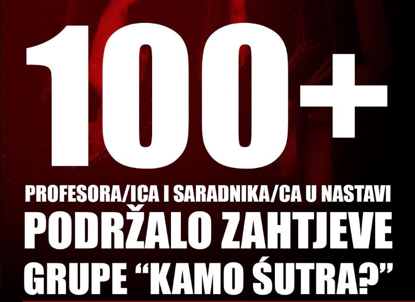 Preko 100 profesora i saradnika podržalo studente iz grupe "Kamo śutra": Zabrinuti za bezbjednost da pozovemo na odgovornost