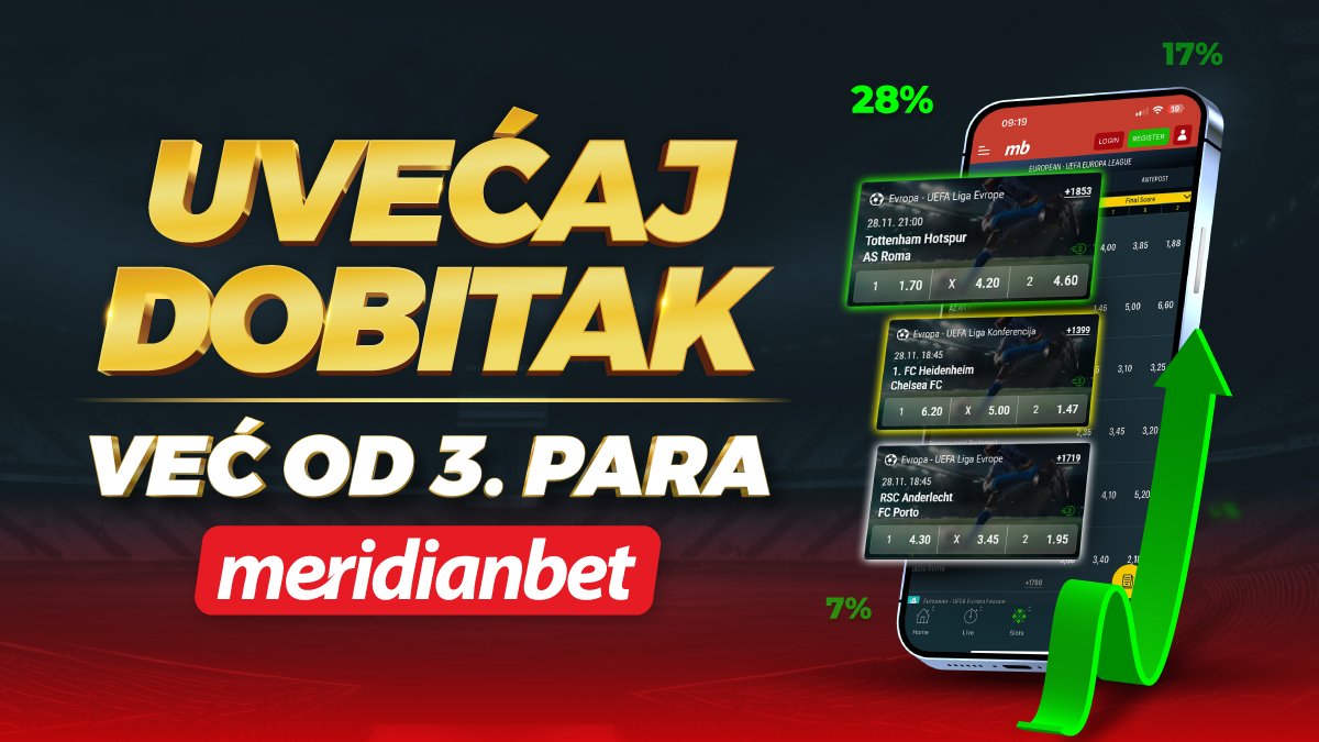 Meridianbet – Kuća najvećih bonusa! Osvoji do 500% više na svom tiketu!