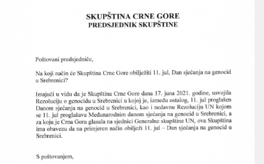 Klub poslanika BS uputio dopis Mandiću: Skupština ima obavezu da na primjeren način obilježi 11. jul – Dan sjećanja na genocid u Srebrenici