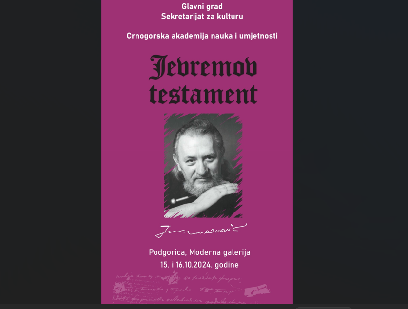 “Jevremov testament“ 15. i 16. oktobra u Modernoj galeriji