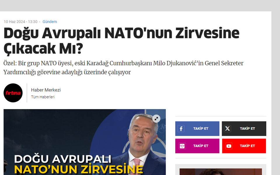 Članice NATO rade na kandidovanju Mila Đukanovića za zamjenika generalnog sekretara NATO