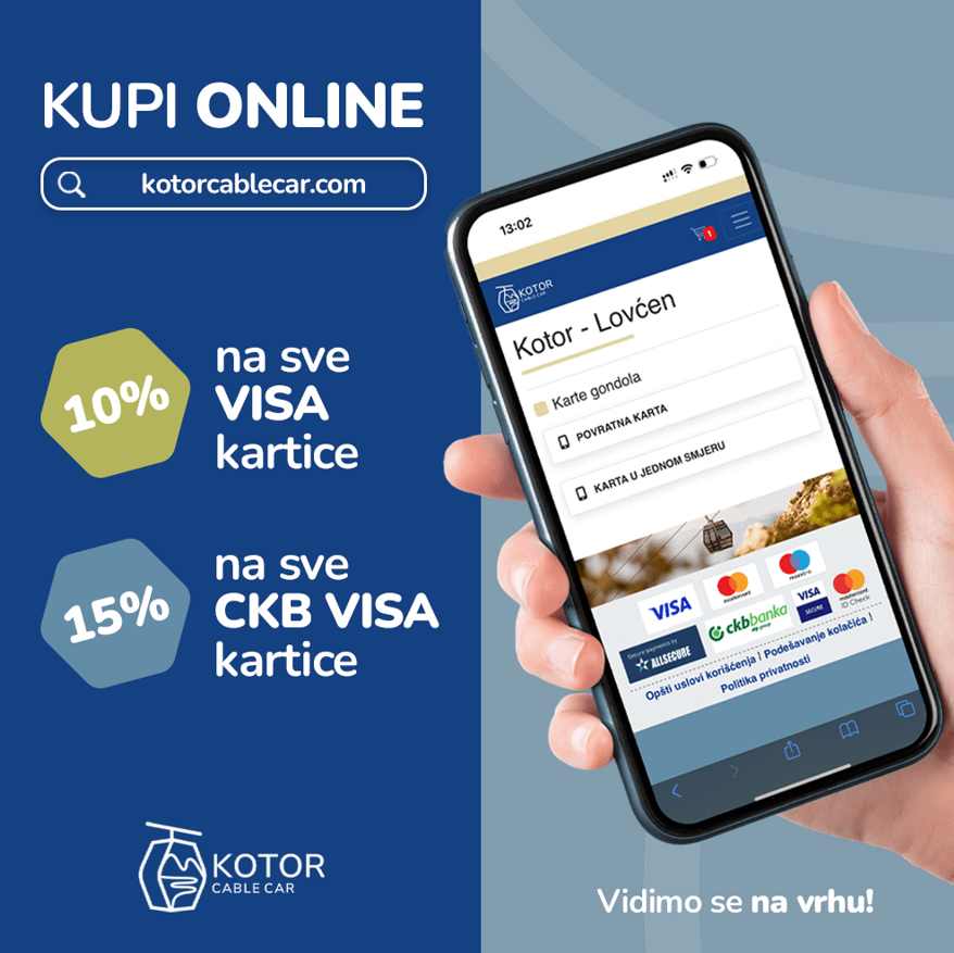 Popusti za online kupovinu karata za žičaru "Kotor-Lovćen"