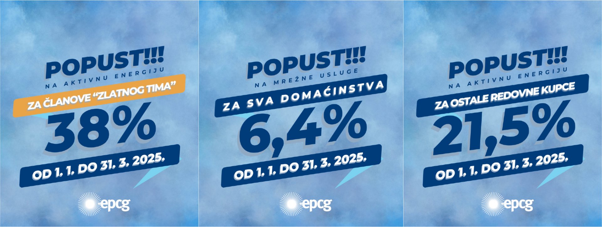 EPCG: Popust 38% za članove “Zlatnog tima”, umanjenje računa i ostalim korisnicima